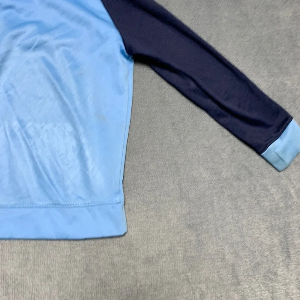 Nike Just Do It Therma Fit Hoodie Boys L Navy Blue Fleece Lined Kangaroo Pockets